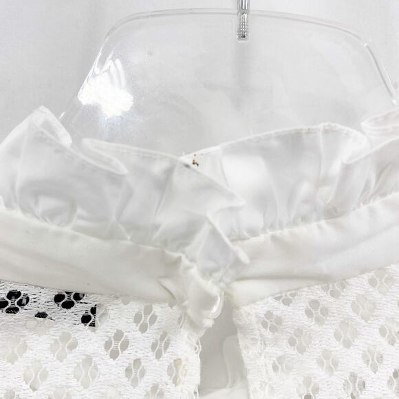 SANDRO White Mock Turtle Neck Long Sleeve Lace Blouse - Picture 11 of 14